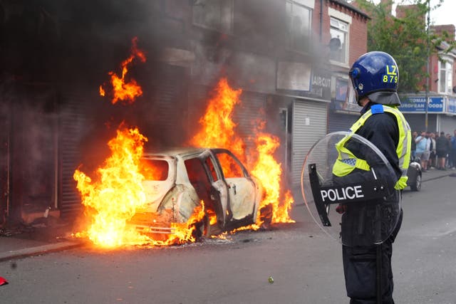 <p>Violent unrest has broken out in parts of the UK after false speculation about the identity of the teenager suspected of killing three young girls in Southport last month</p>