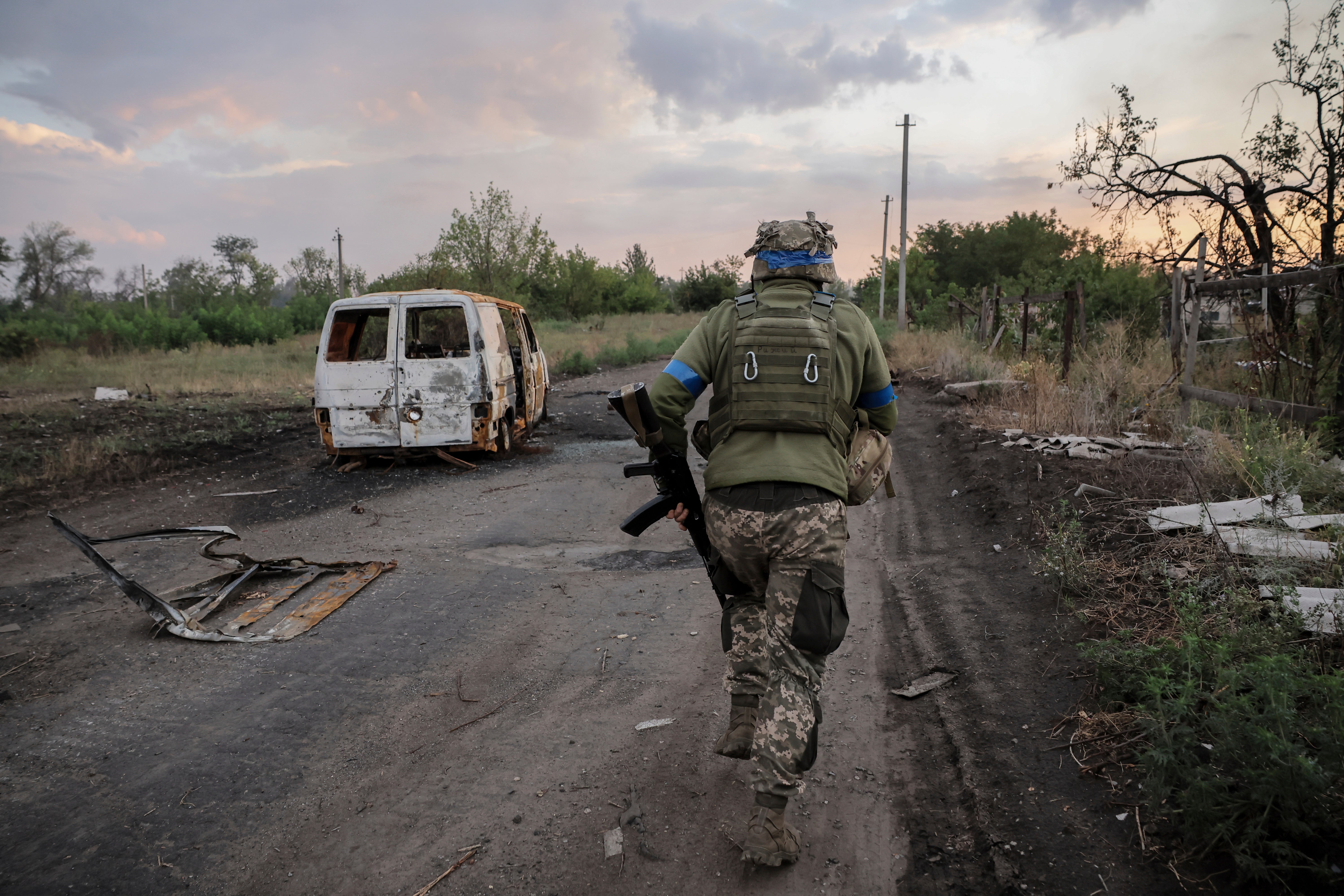 A soldier in the Donetsk region on Wednesday