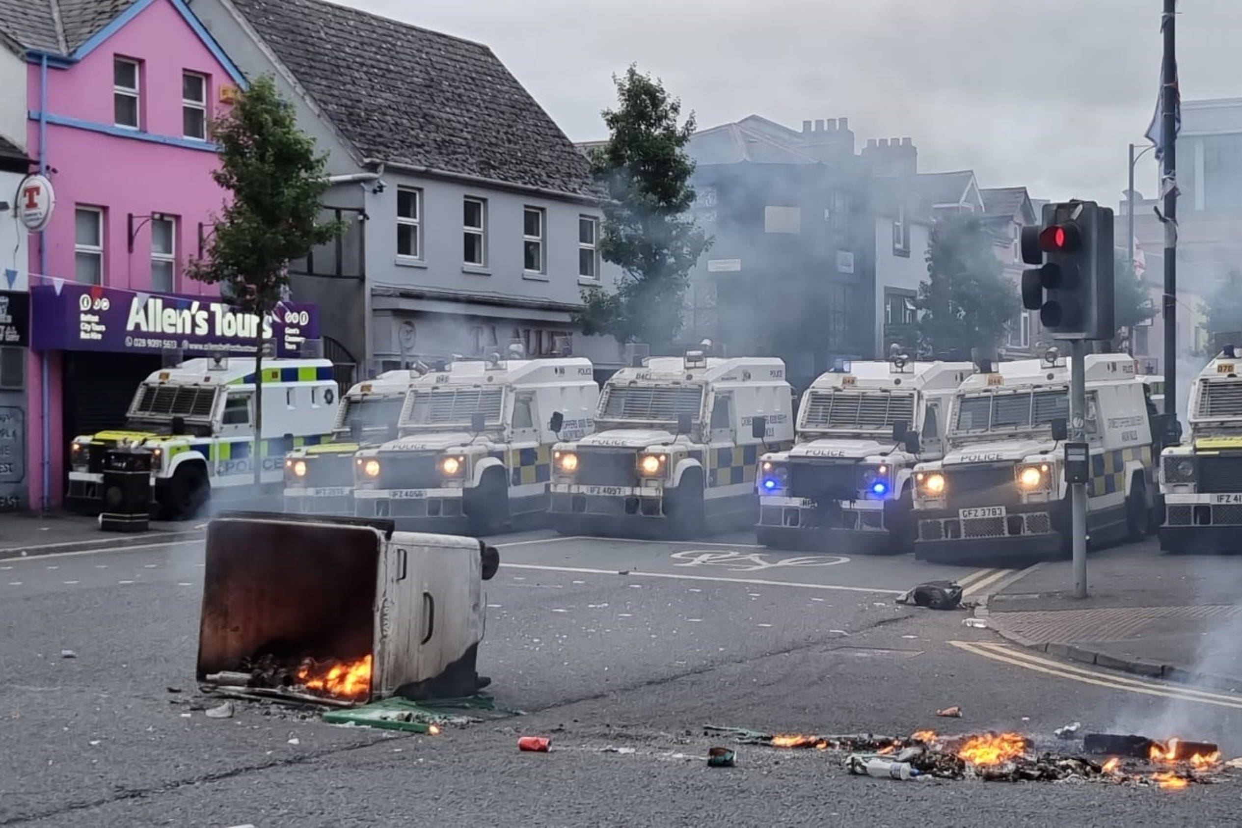 The PSNI man road blocks in Belfast (PA)