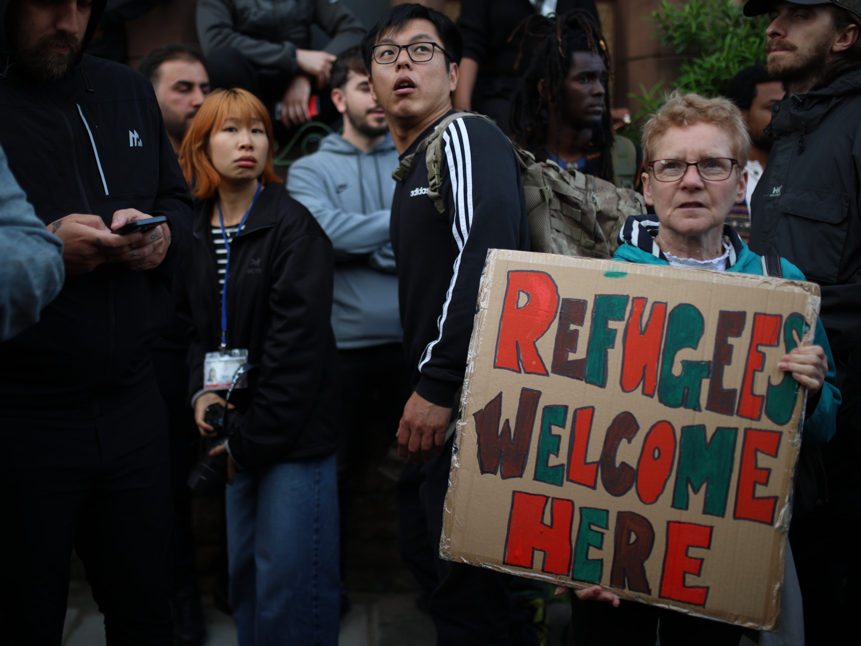 Anti-racist demonstrators outside Merseyside Refugee Centre