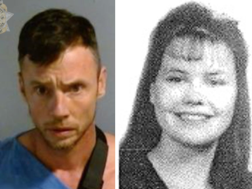 Christopher Wolfenbarger (left) has been arrested for the 1999 murder of his wife, Melissa Wolfenbarger (right)