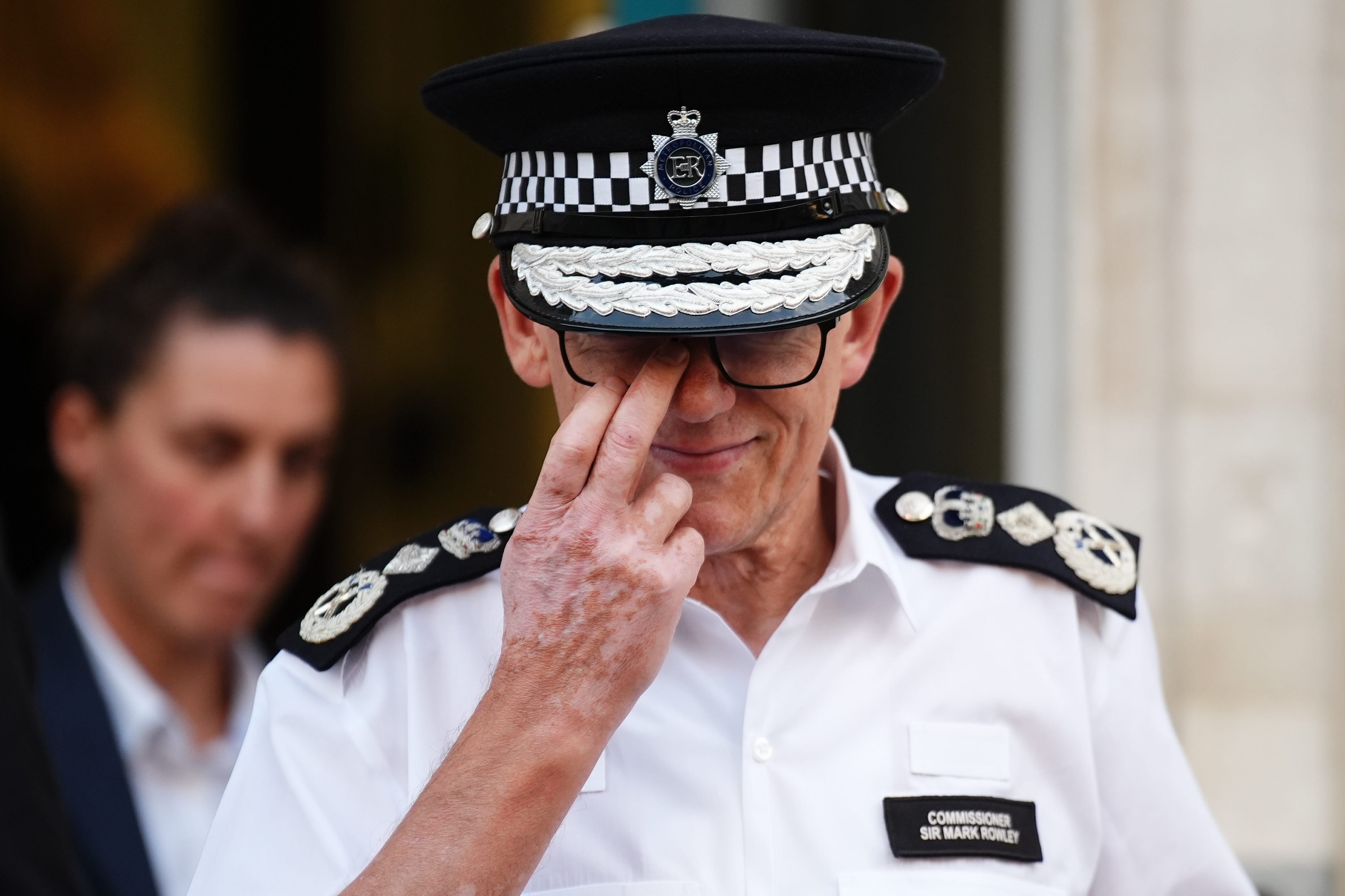 Metropolitan Police Commissioner Sir Mark Rowley leaves the Cabinet Office in Westminster following a meeting of the Government’s emergency Cobra committee earlier in the week (Aaron Chown/PA)