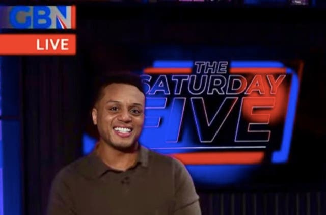 <p>Albie Amankona co-hosted GB News’ flagship debate programme ‘The Saturday Five’ </p>