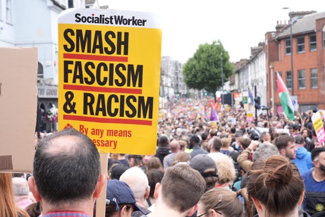 Protesters in Walthamstow, London, on Wednesday (PA)