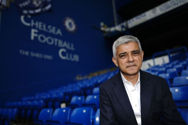 Mayor of London Sadiq Khan poses for a photo during a visit to Chelsea FC Foundation (Aaron Chown/PA)