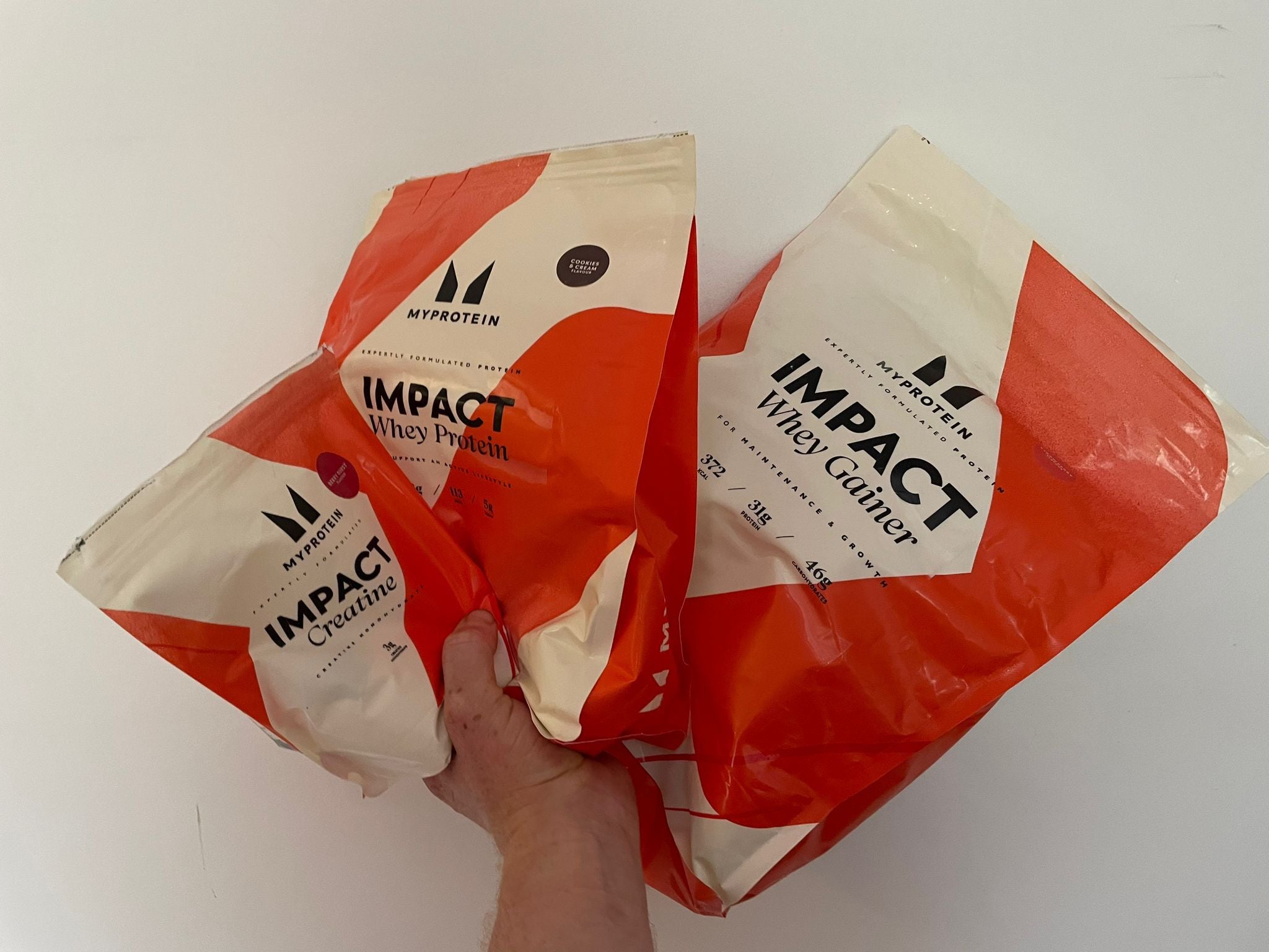 The three Myprotein products I use on a daily basis
