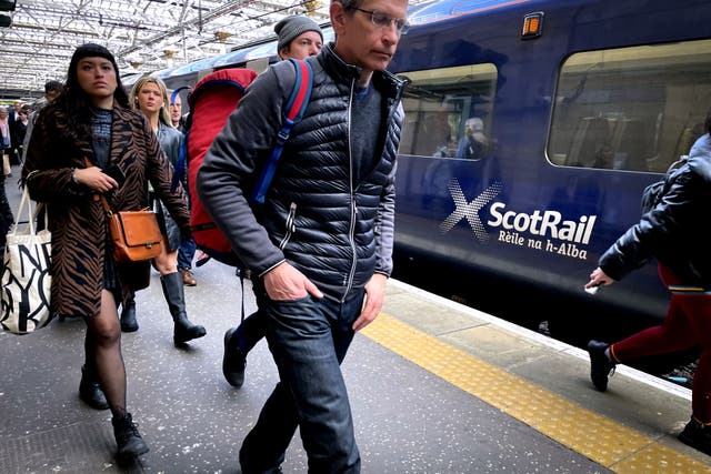 The RMT union said its members at ScotRail and Caledonian Sleeper have backed strike action (Jane Barlow/PA)