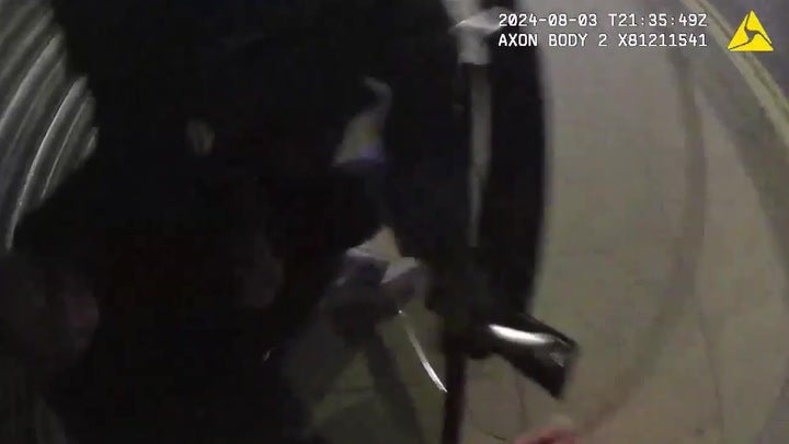 <p>Pensioner tells police ‘I’m English’ during arrest for carrying weapon at Liverpool riot.</p>