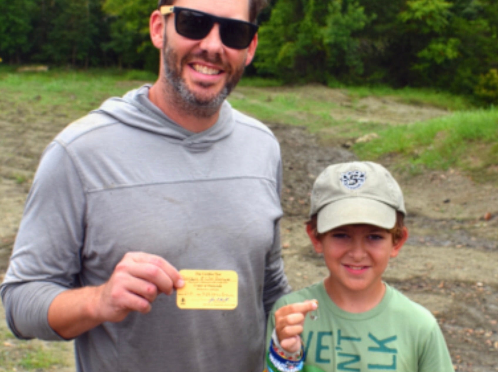 Will and Marshall Barnett photographed with their diamond find