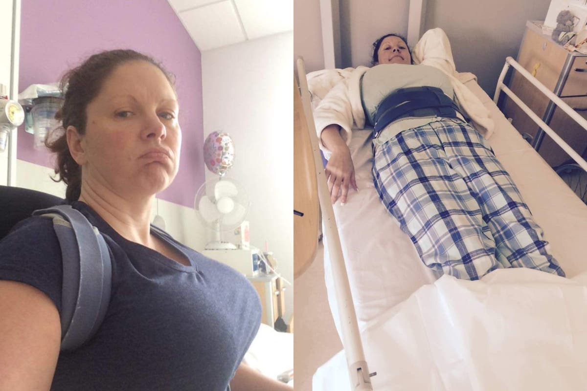 Mum who fractured back after falling off slide left with &lsquo;Exorcist&rsquo; seizures