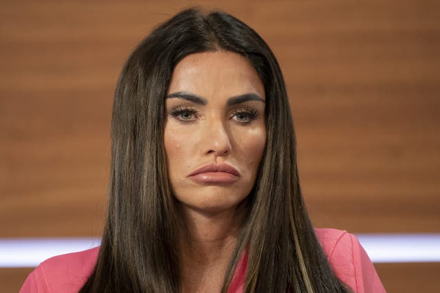 Katie Price was arrested at Heathrow Airport after failing to appear at court (PA)