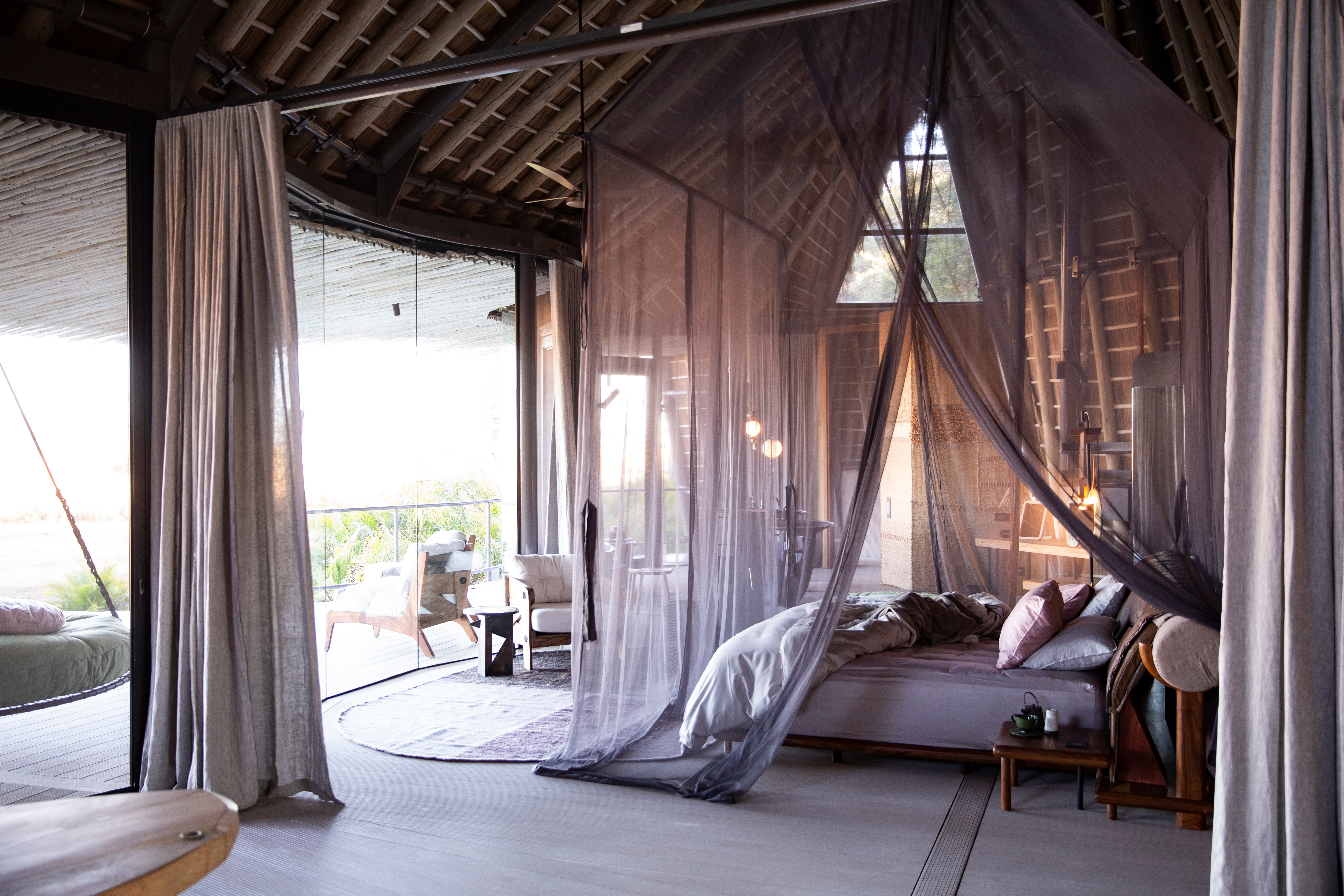 Recycled steel, wood and glass built the Botswana safari lodging