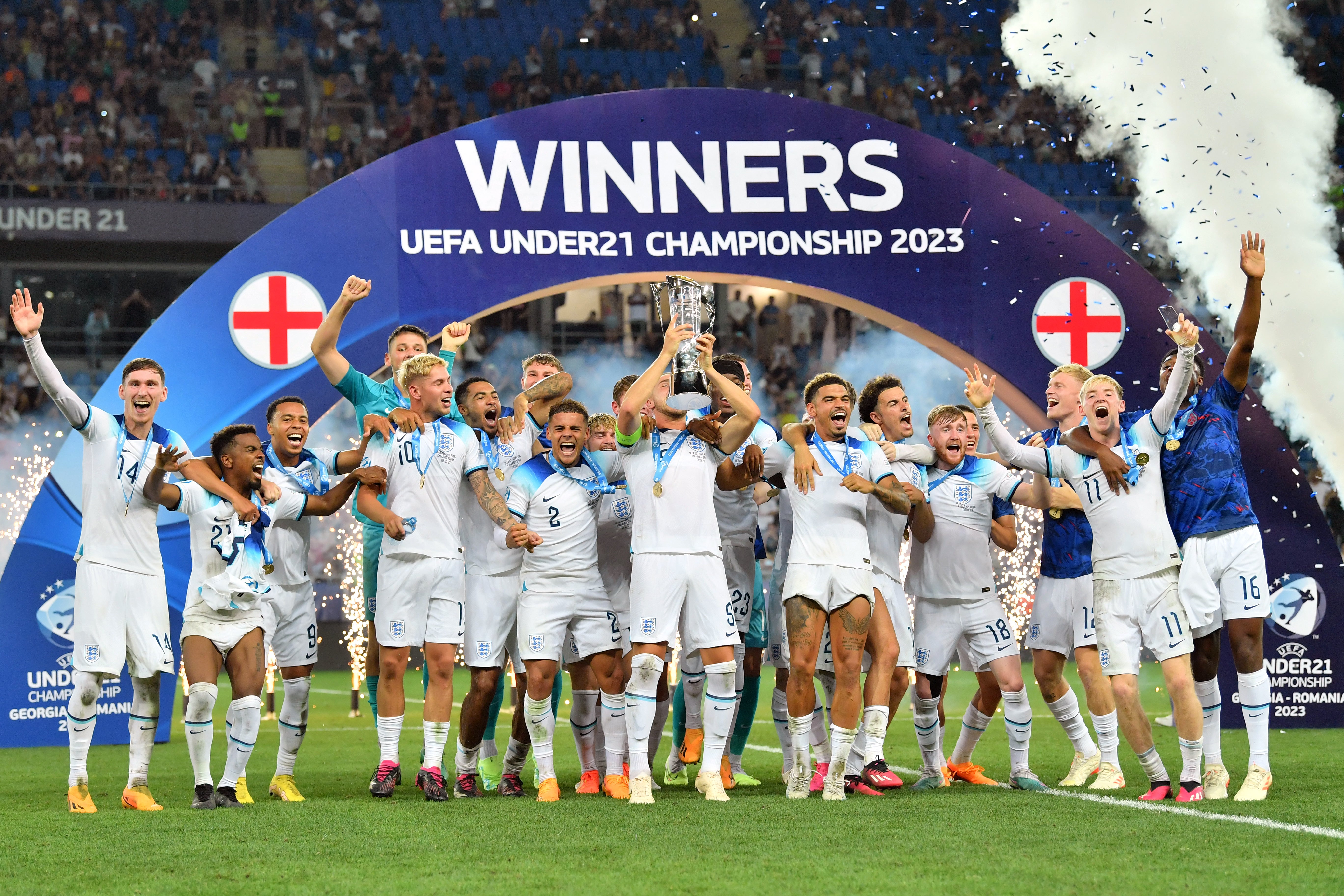 Carley’s England side won the European Under-21 Championship in Georgia last summer (PA)