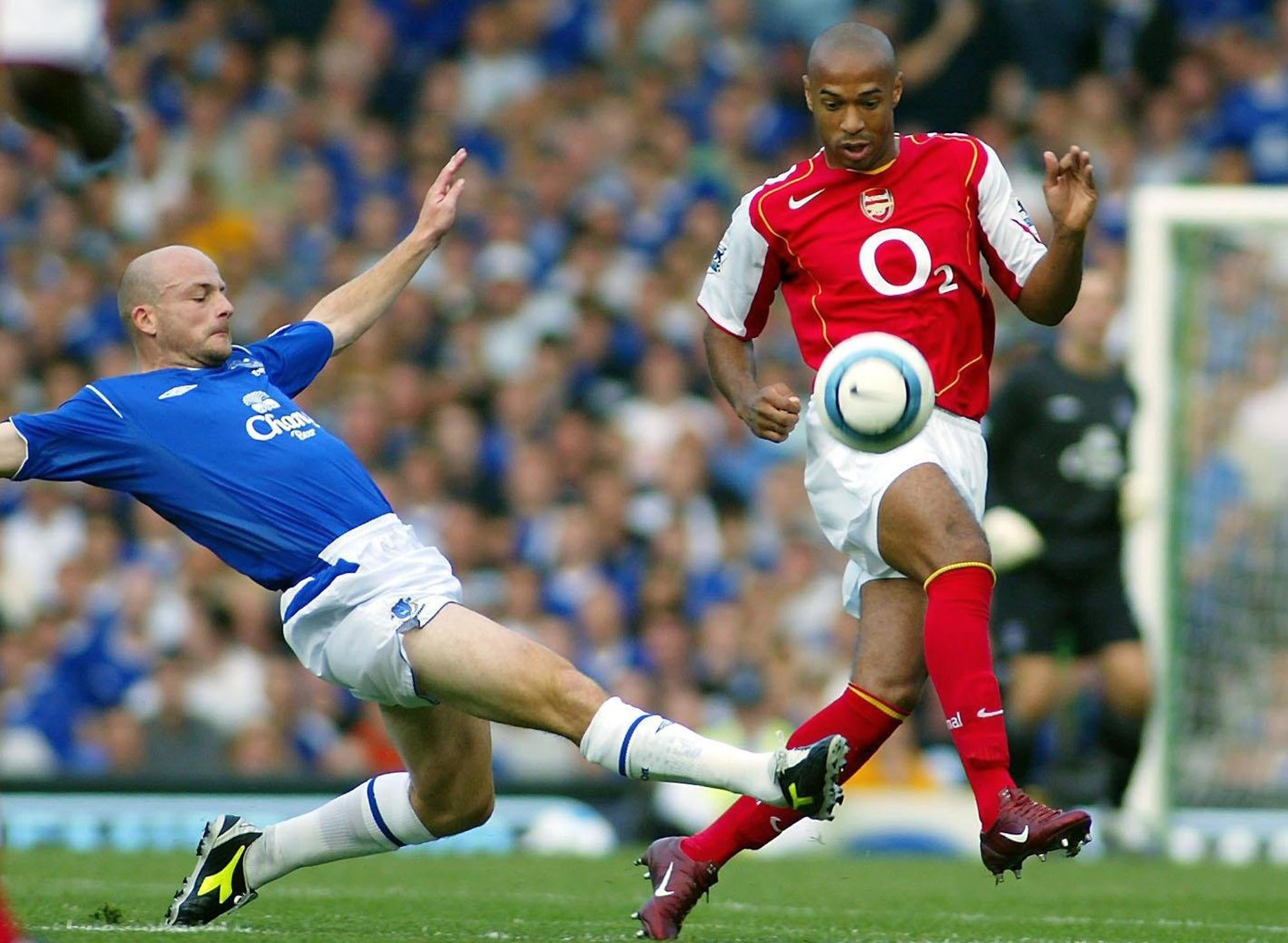 Lee Carsley, left, became a key part of Everton’s midfield (Gareth Copley/PA)