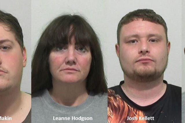 Undated handout photo issued by Northumbria Police of (left to right) 21-year-old Bradley Makin, 43-year-old Leanne Hodgson, 29-year-old Josh Kellett, and 41-year-old Andrew Smith, who have pleaded guilty to violent disorder (Northumbria Police/PA)