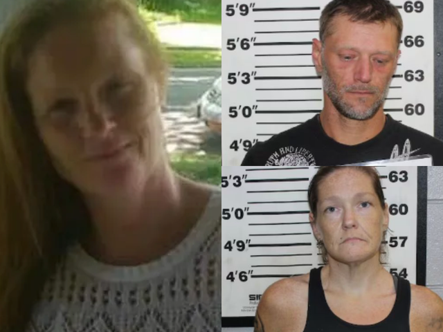 <p>Tony Charboneau (top right) is accused of beating his ex-girlfriend Amy Hogue (left) and tying her to a wheelchair before shooting her in the head and enlisting the help of his new girlfriend Brandi Luffy (bottom right) to help hide the body</p>