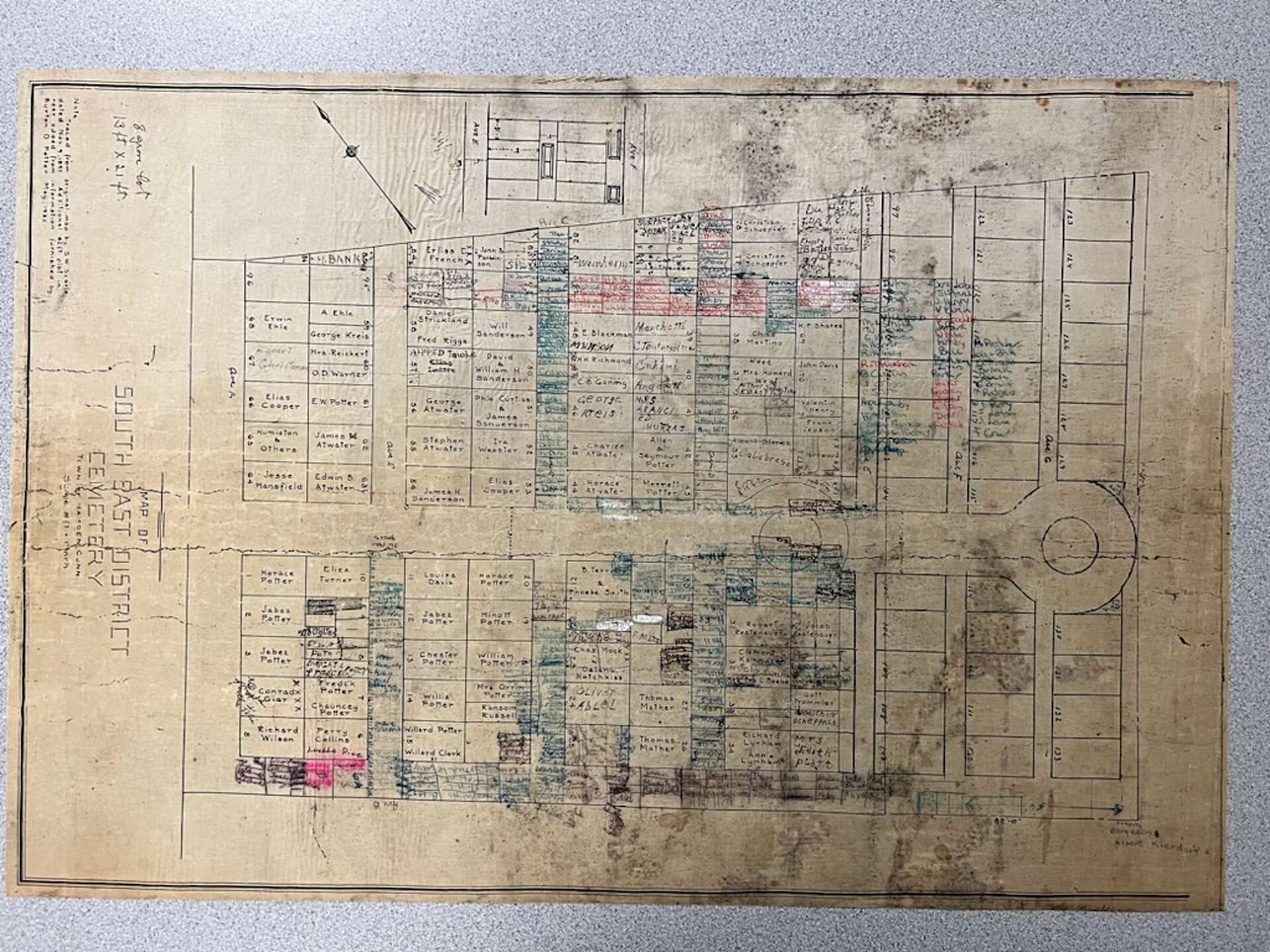 A map of the cemetery shows where police were attempting to exhume the remains of a Jane Doe, who was later identified as Patricia Newsom