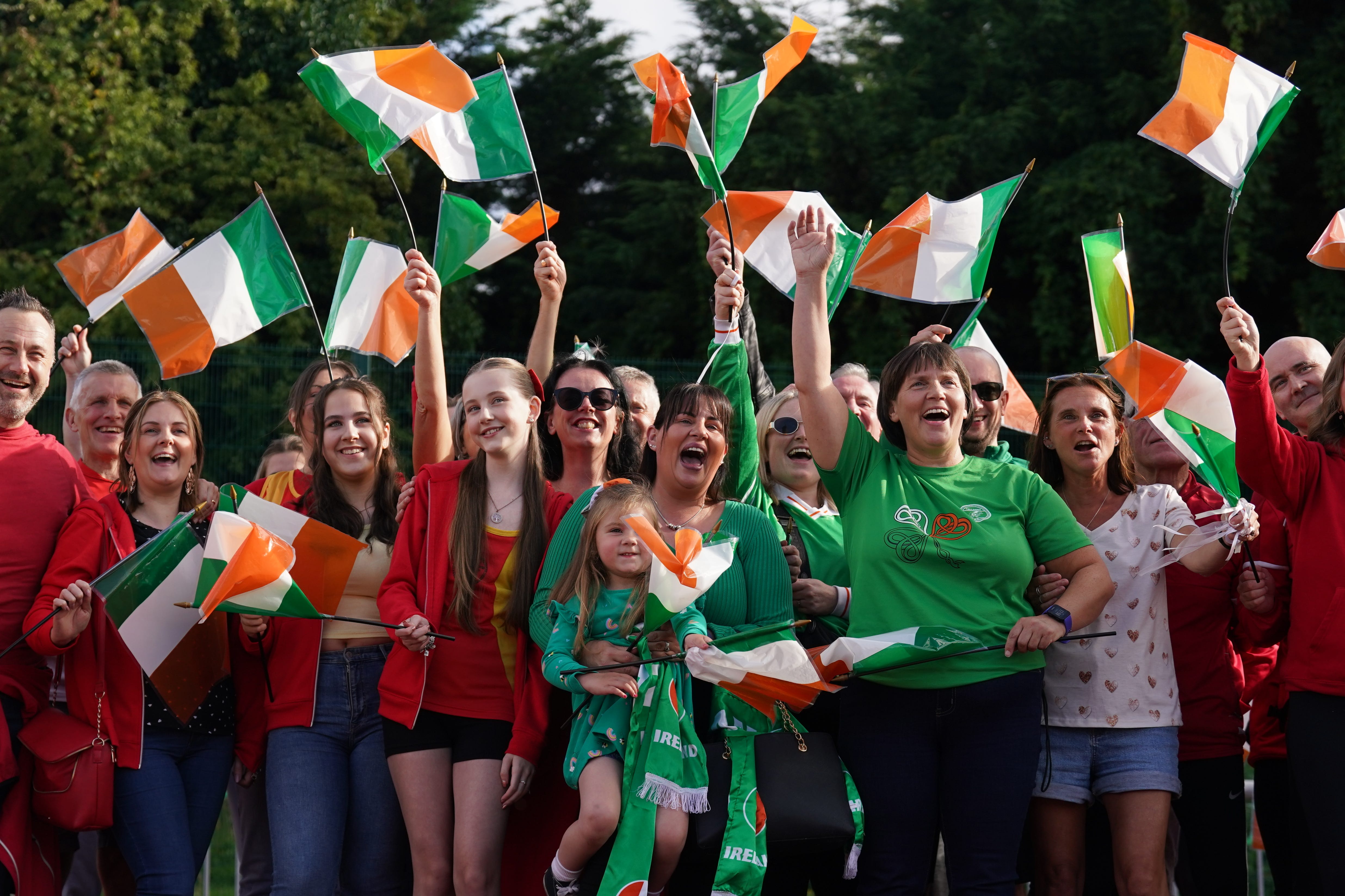 Supporters of Team Ireland athlete Rhasidat Adeleke attending a watch party ahead of her taking part in the Women’s 400m final (Brian Lawless/PA)