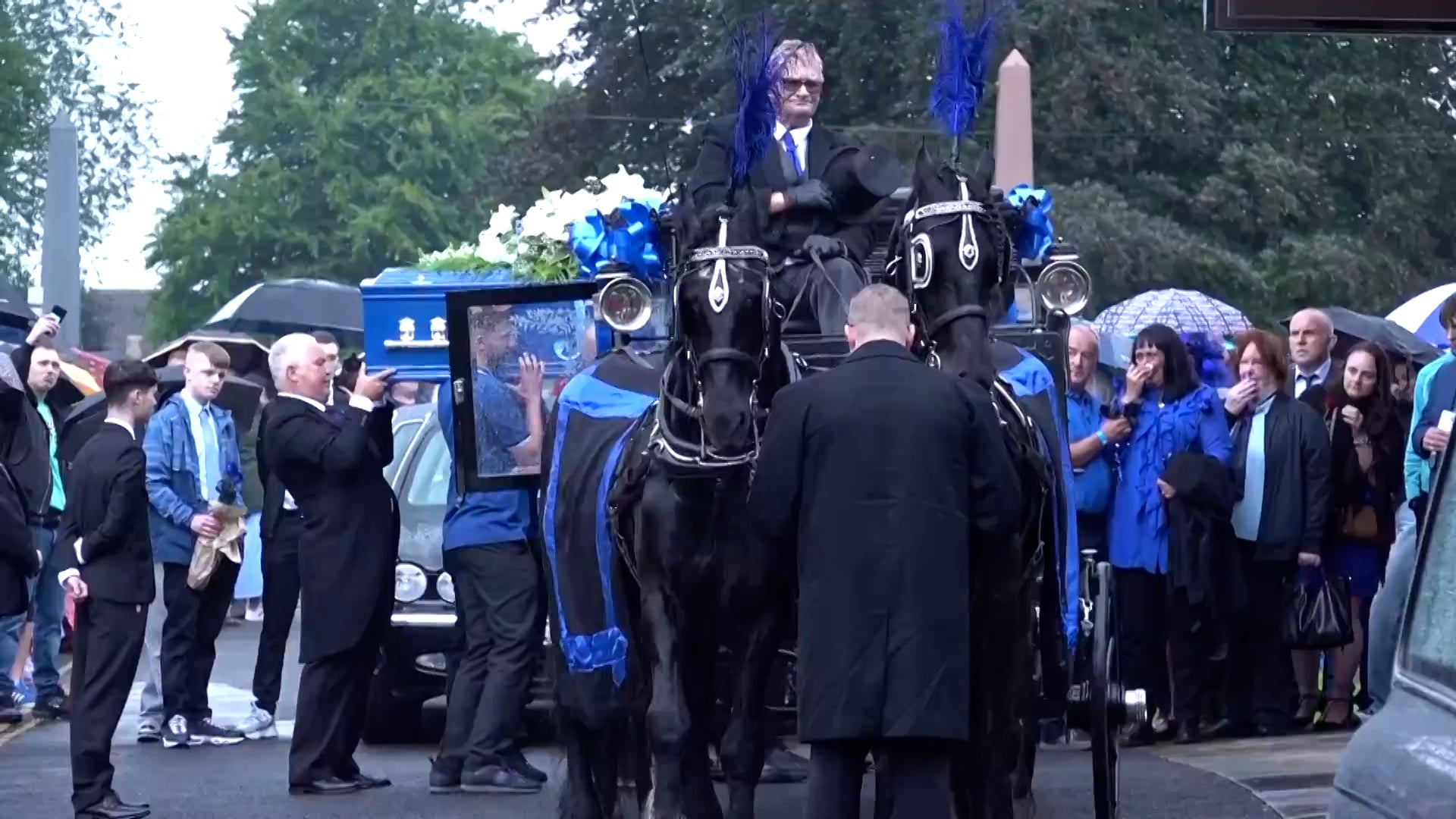 Hundreds have turned up to Jay Slater’s funeral in the rain