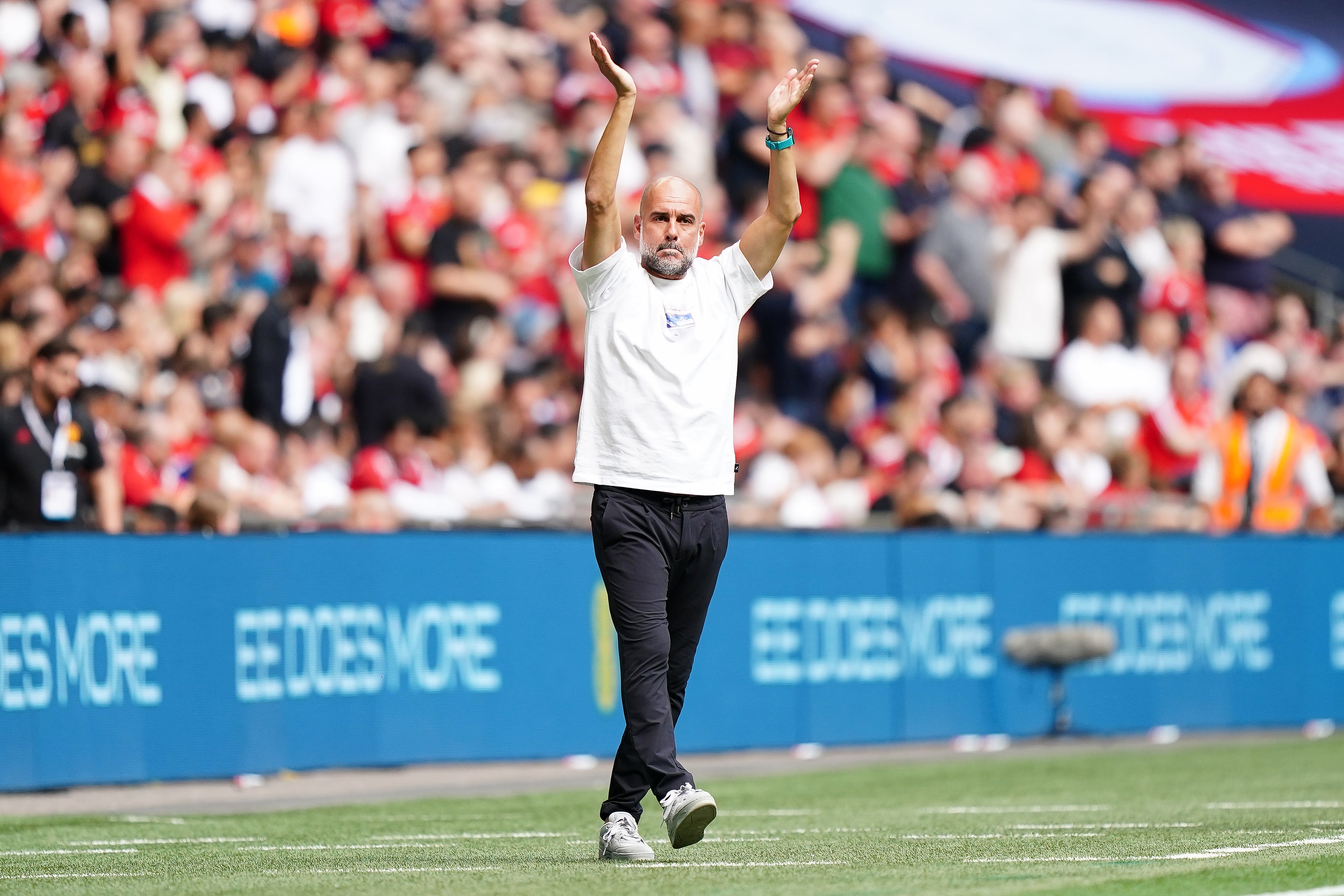 It was yet more silverware for Pep Guardiola (Zac Goodwin/PA)