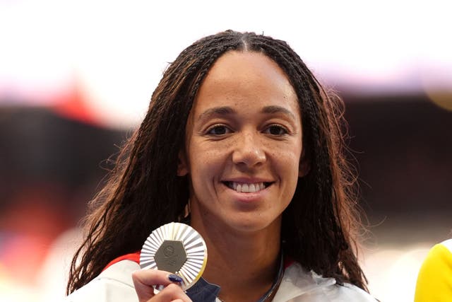 Great Britain’s Katarina Johnson-Thompson with her women’s heptathlon silver medal (Martin Rickett/PA).