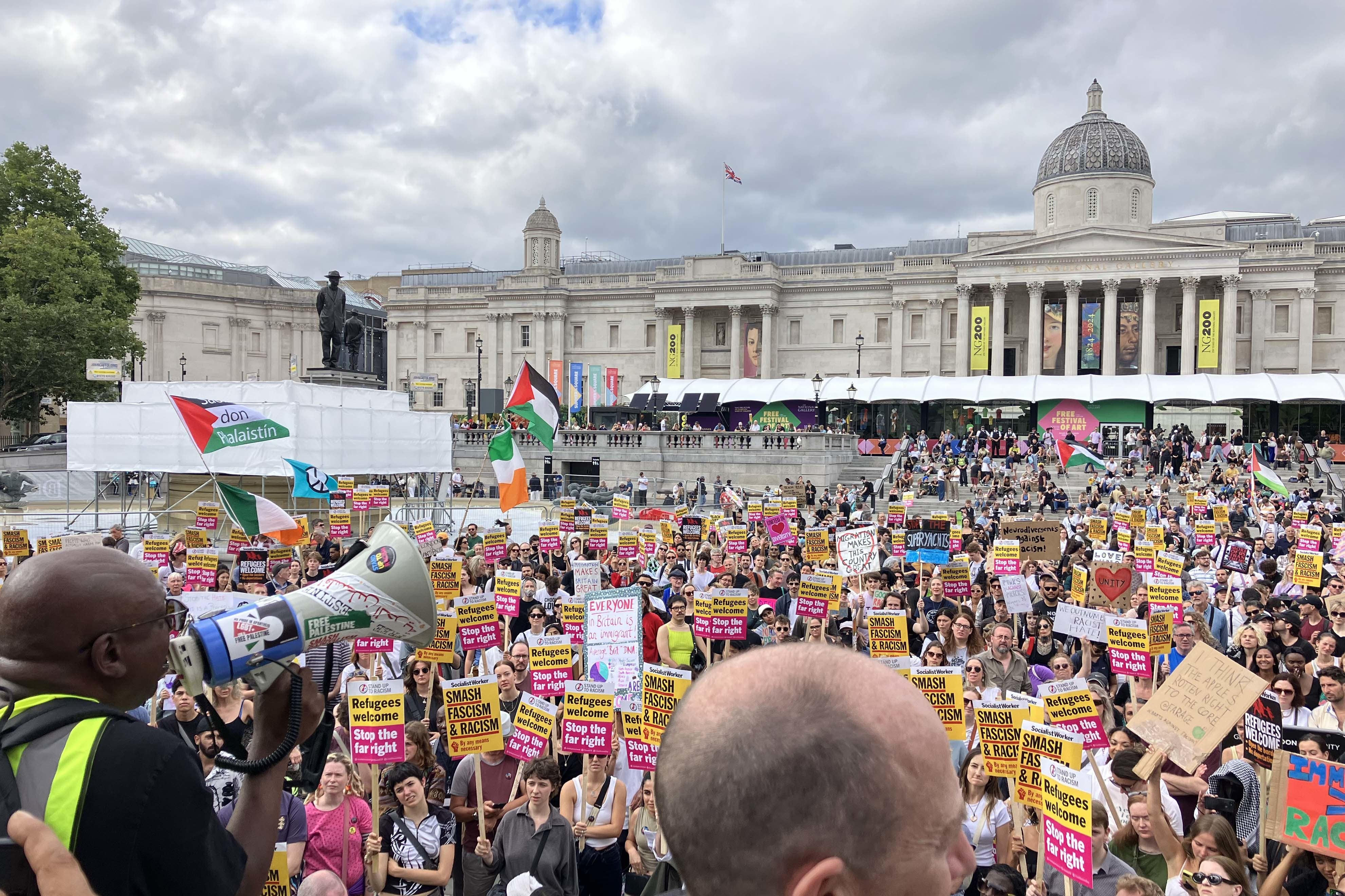 A “Stand up to Racism” protest in central London on Saturday