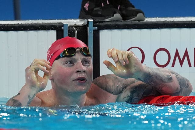 Adam Peaty was denied by the barest of margins in the final of the men’s 100 metres breaststroke at the Paris Olympics (Martin Rickett/PA)