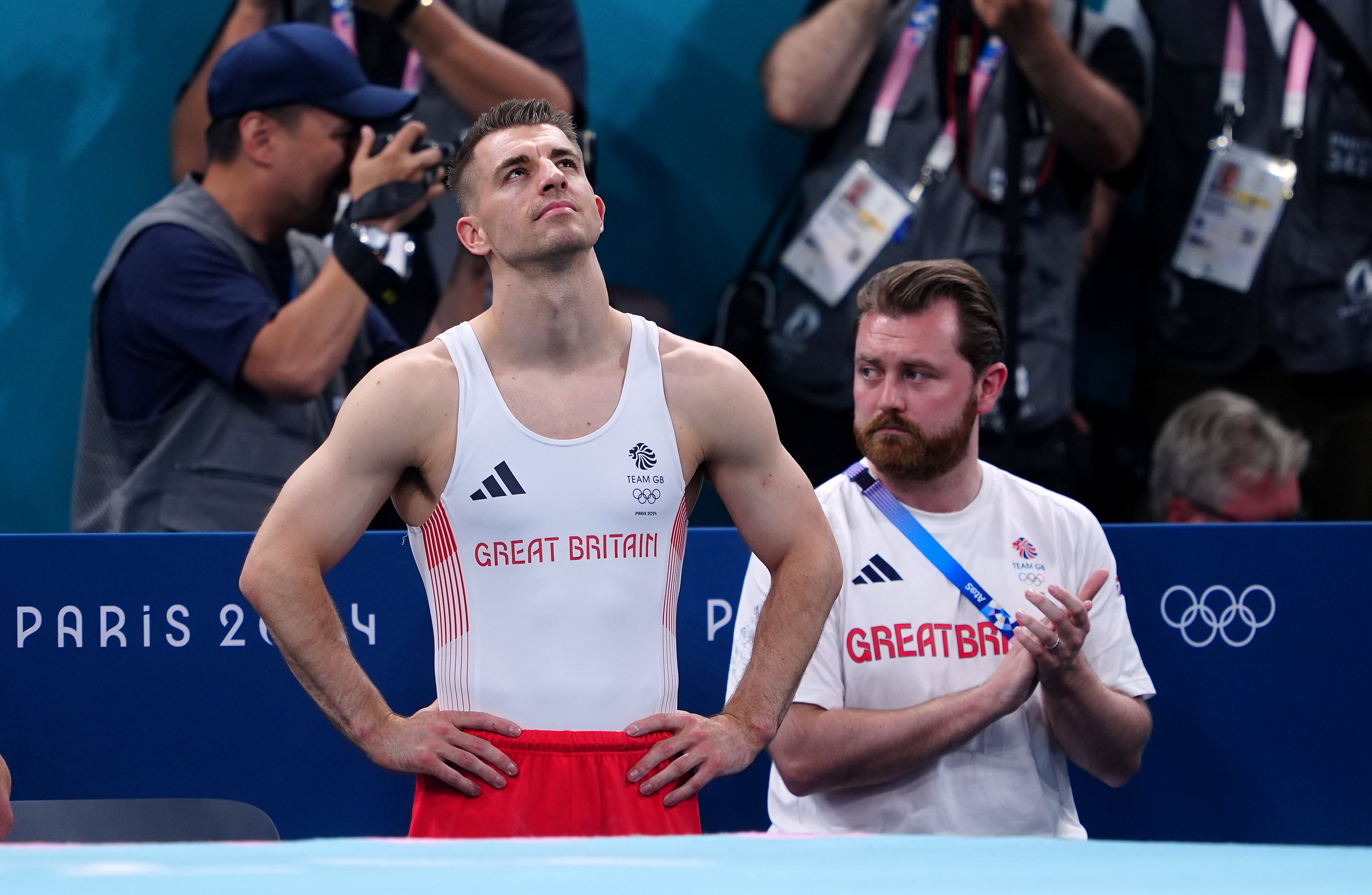 Max Whitlock, left, was disappointed to finish fourth in the pommel horse final (Peter Byrne/PA)