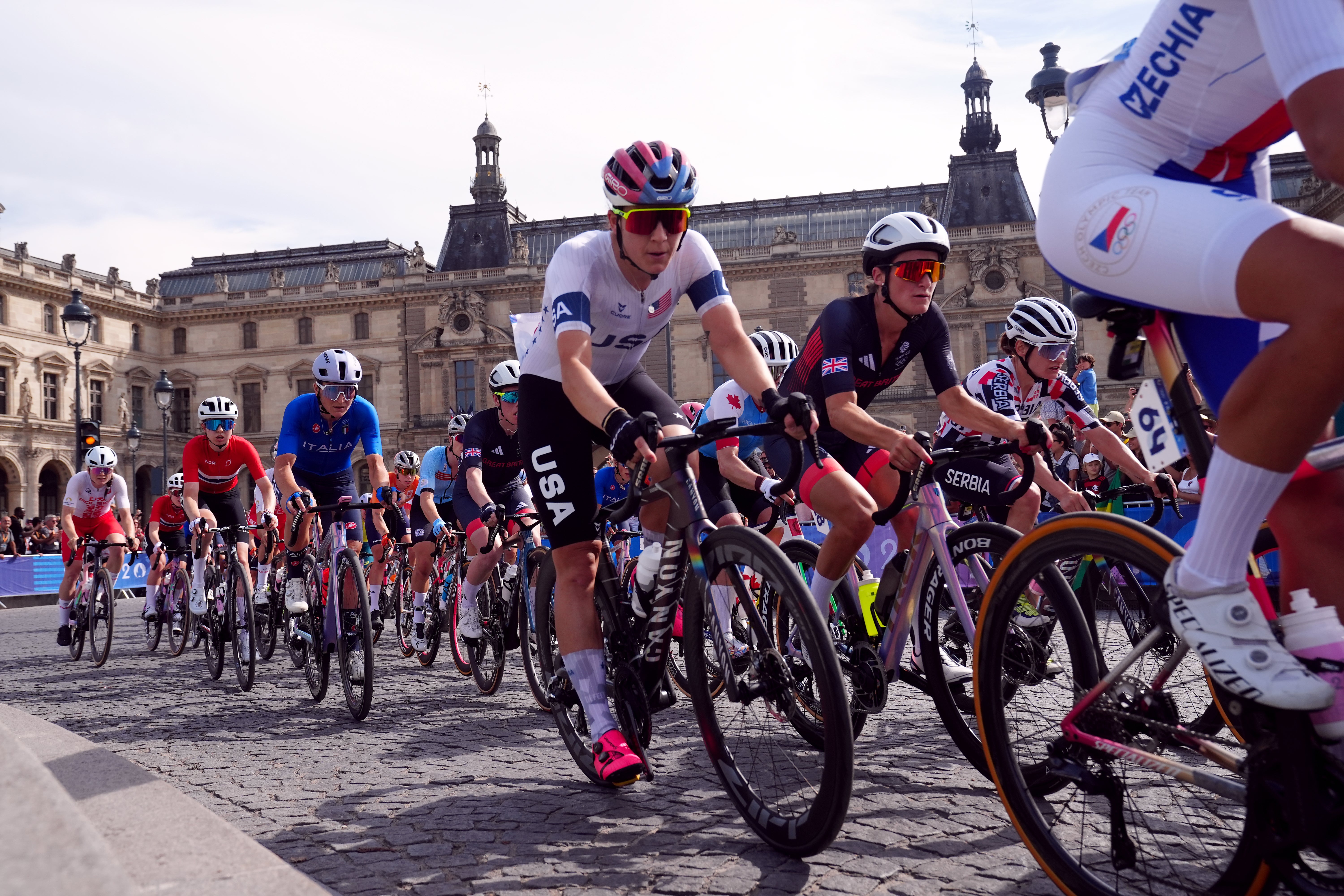 Lizzie Deignan among the peloton in Paris (David Davies/PA)