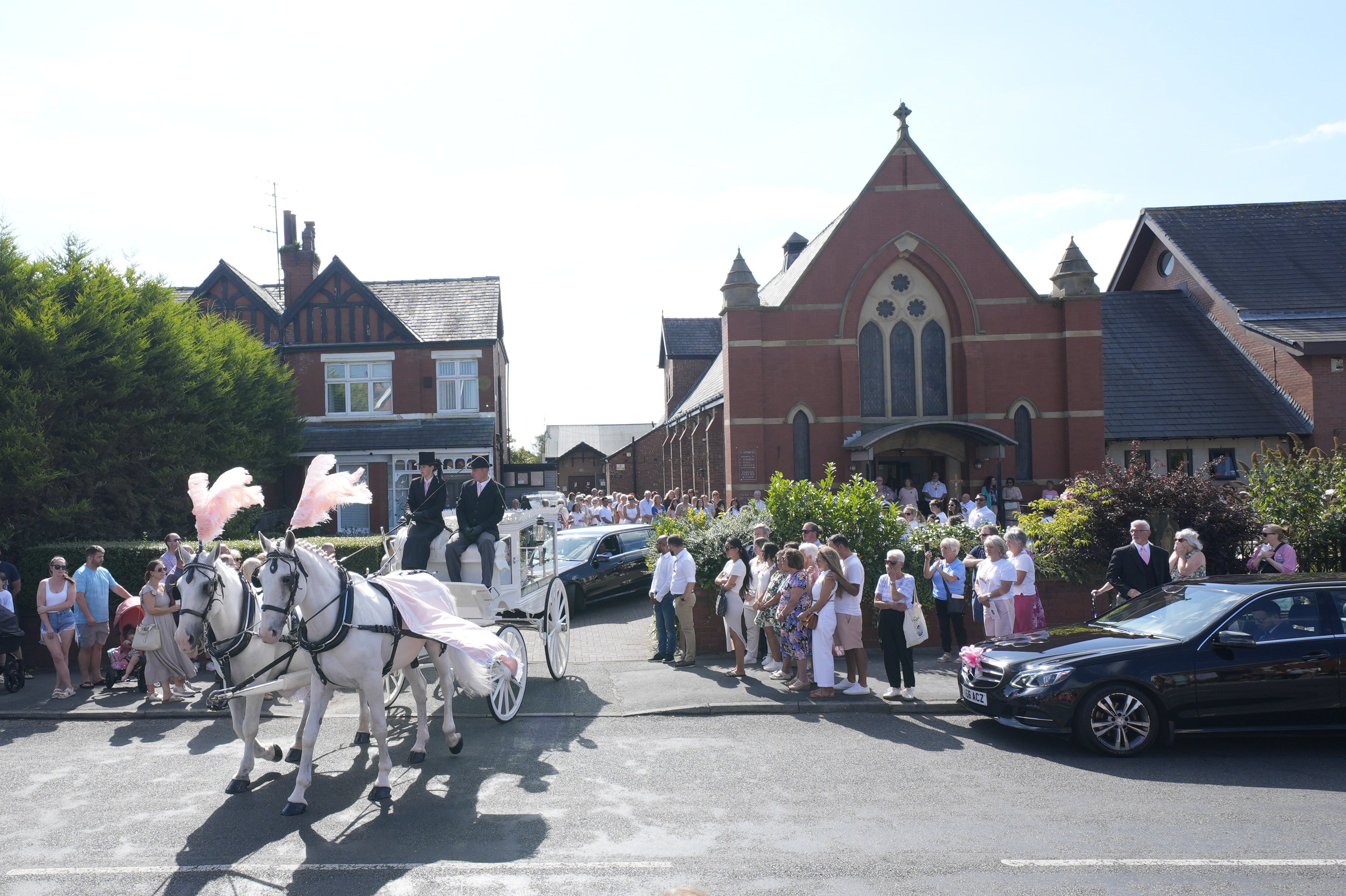 The horse-drawn hearse carrying the coffin of Southport stabbing victim Alice da Silva Aguiar