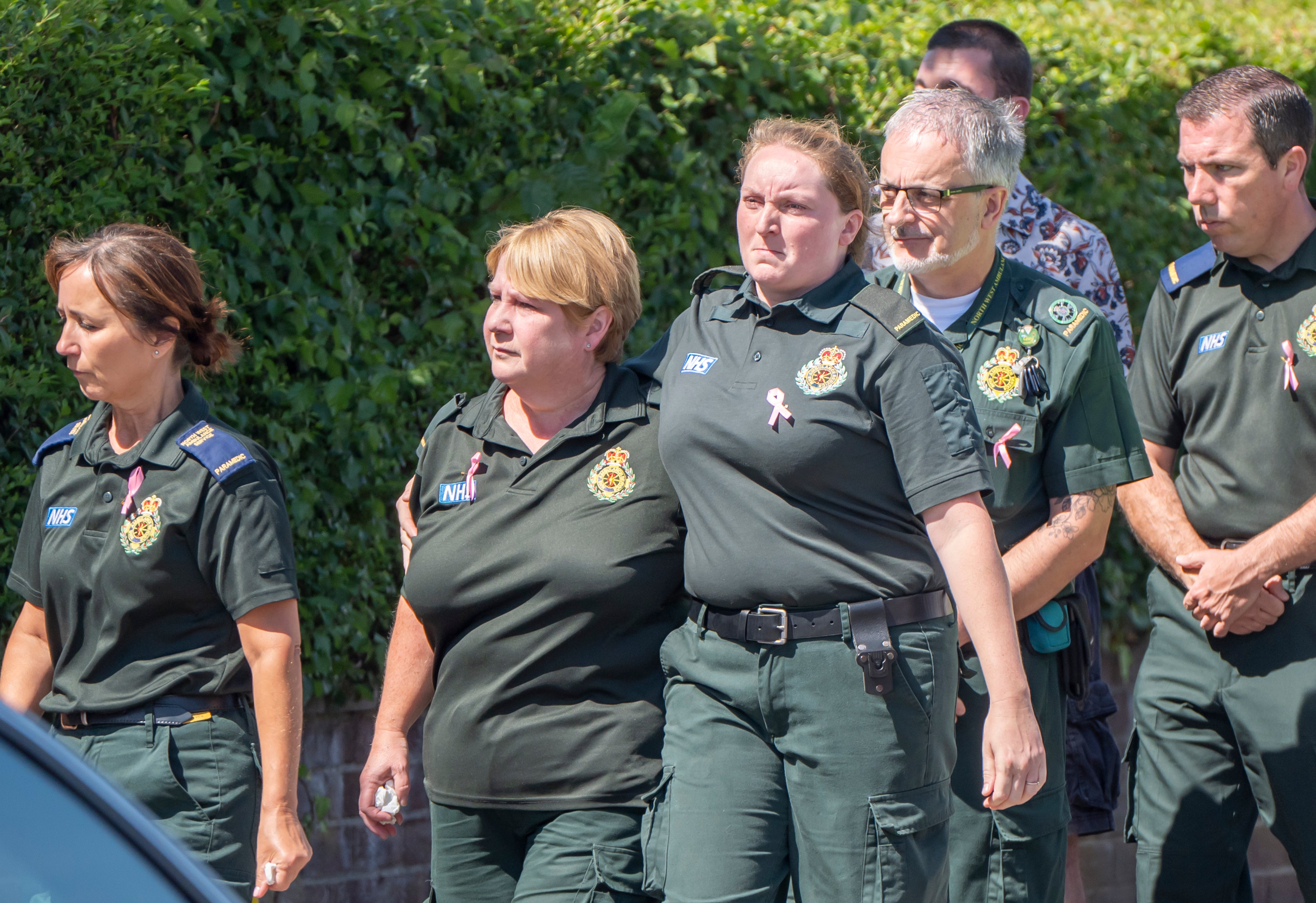 Paramedics outside the church ahead of the funeral of Southport stabbing victim Alice da Silva Aguiar