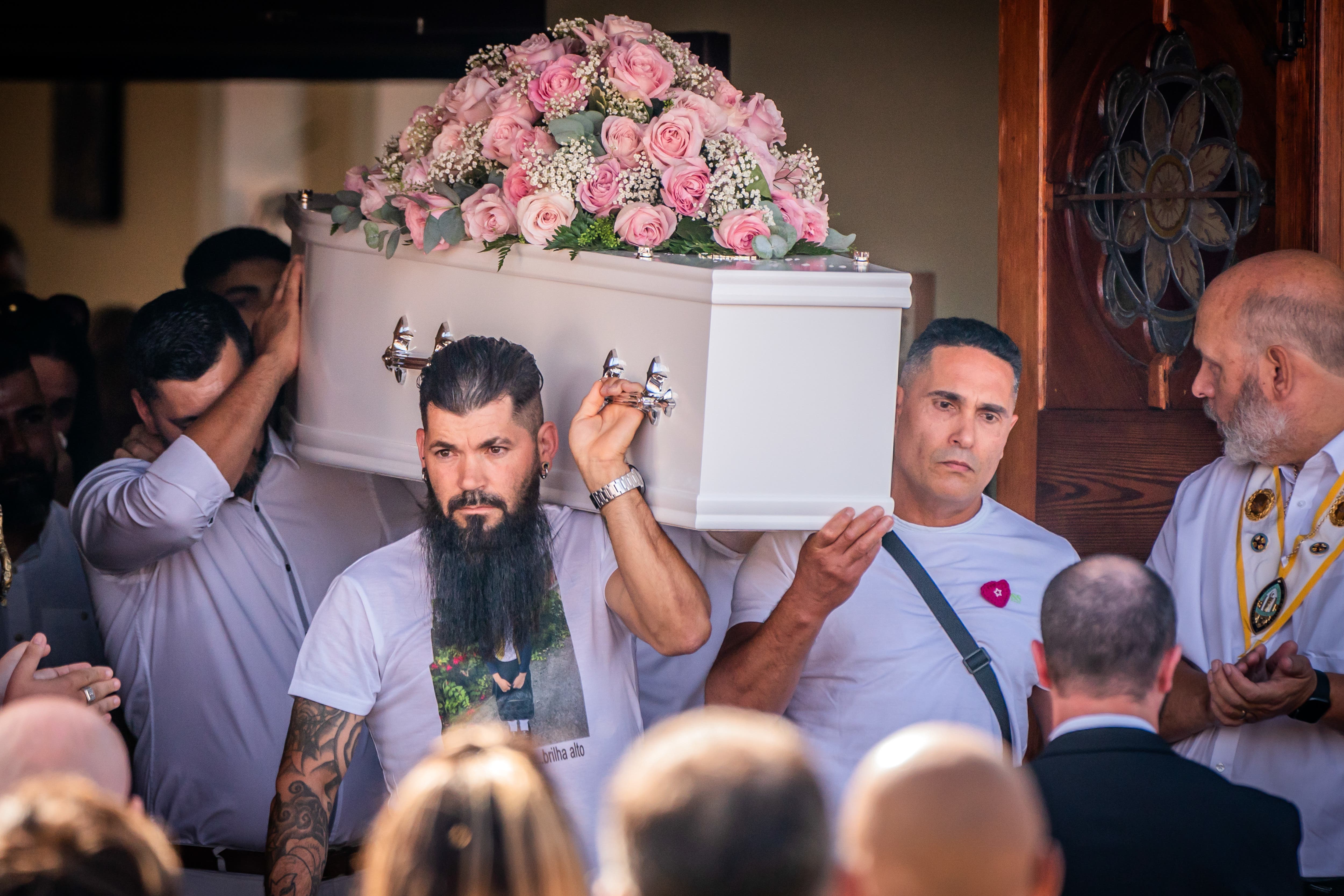 The coffin of Southport stabbing victim Alice da Silva Aguiar (Danny Lawson/PA)