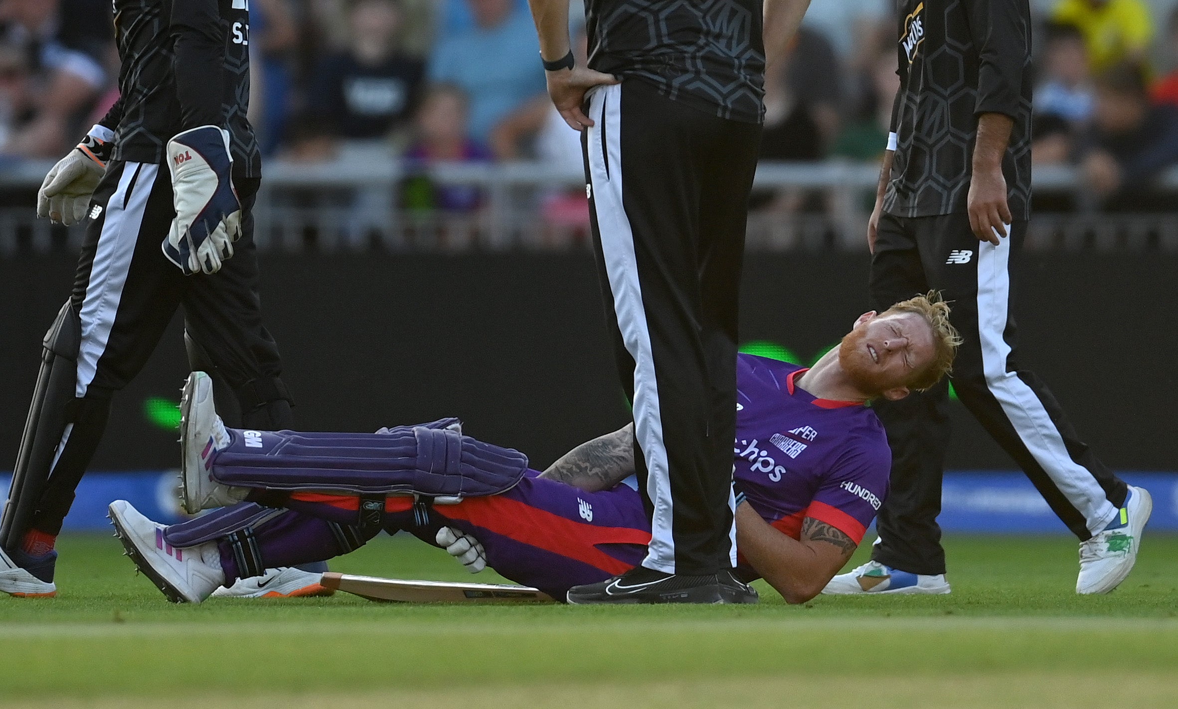 Ben Stokes of Northern Superchargers lies on the ground