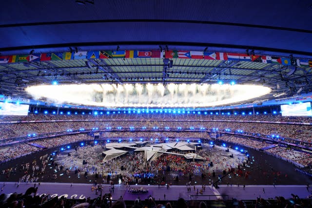 Fireworks are let off as Yseult peforms during the closing ceremony of the 2024 Paris Olympic Games (David Davies/PA