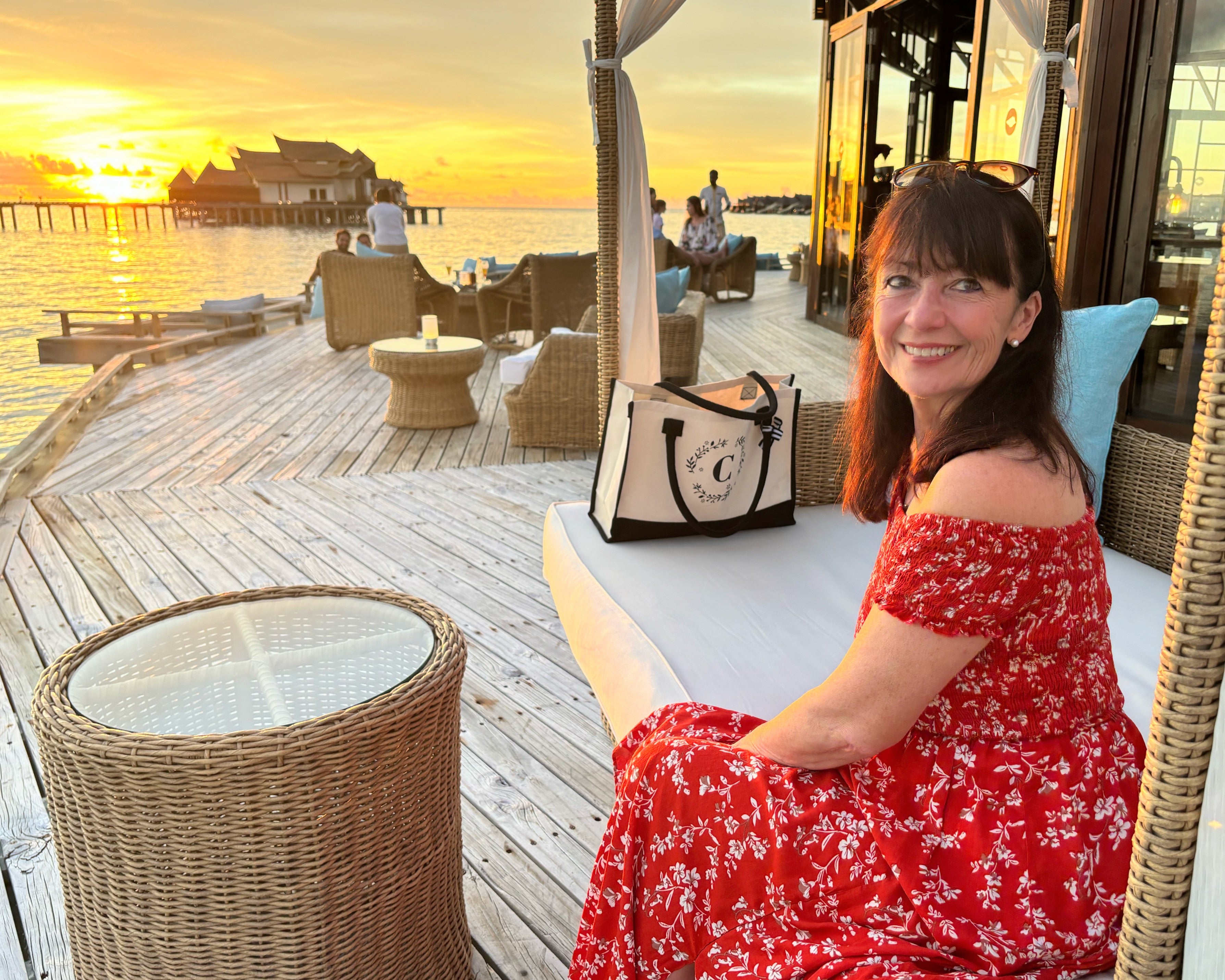 Carole enjoys a sundowner (Chris Wiltshire/PA)