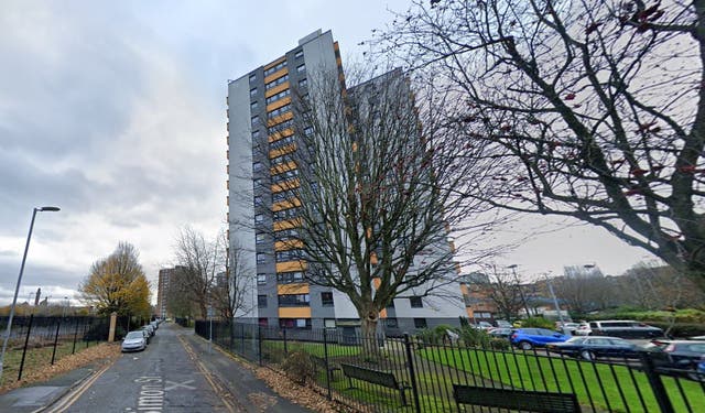 <p>Two people have been arrested after a man fell from a balcony in Black Friar Court in Salford </p>