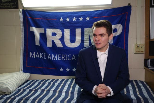 <p>White supremacist Nick Fuentes, pictured, previously dined with Donald Trump and rapper Ye, better known as Kanye West. JD Vance dismissed concerns about this, saying, ‘Just because you talk to somebody doesn’t mean you endorse their views’</p>
