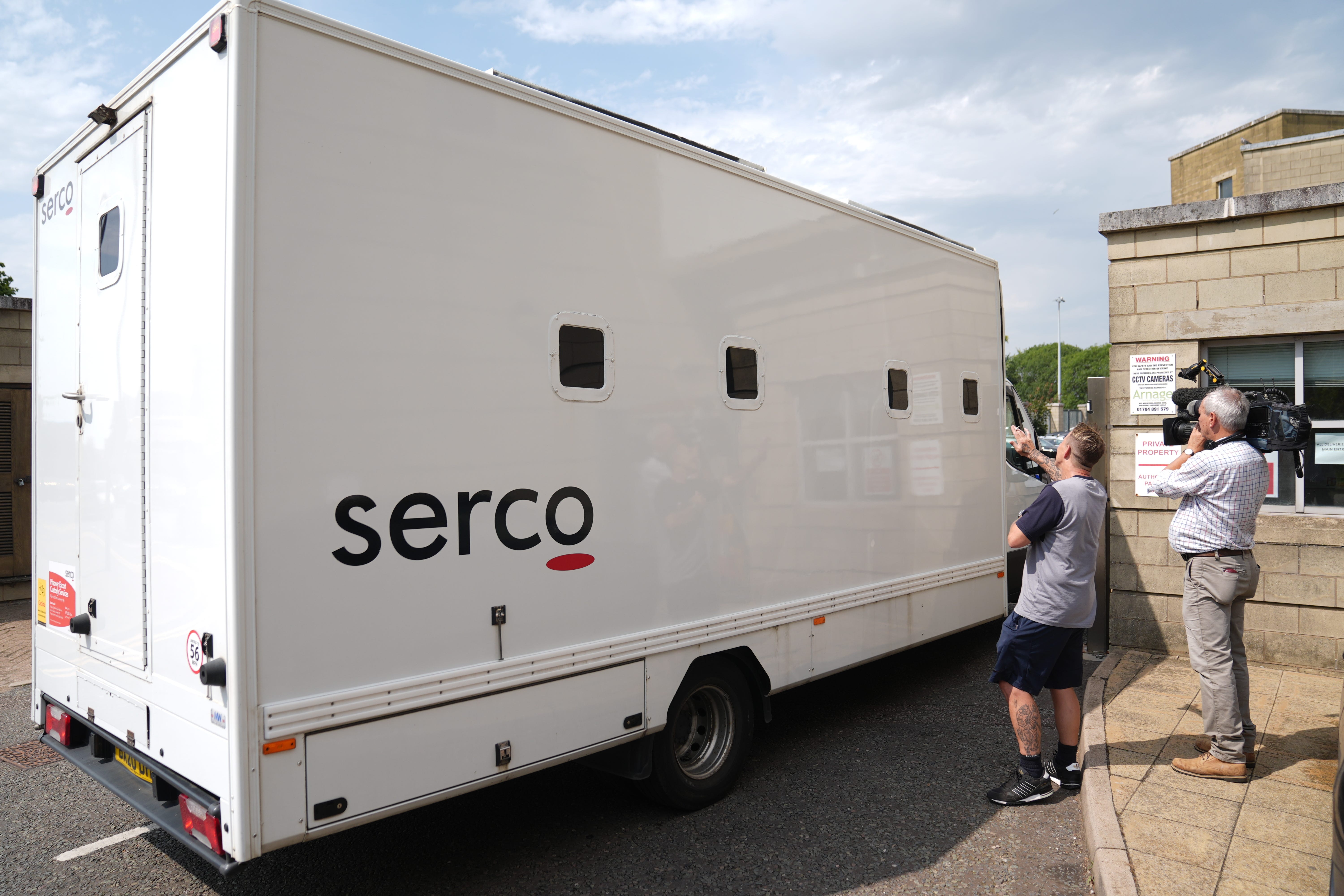 A prison van believed to be carrying Lucy Connolly, wife of Conservative West Northamptonshire councillor Raymond Connolly, arrives at Northampton Crown Court (Joe Giddens/PA)