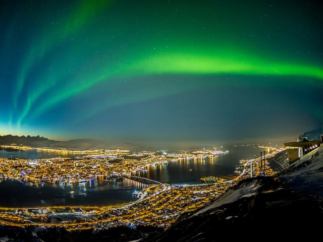 <p>The Northern Lights over Tromso </p>