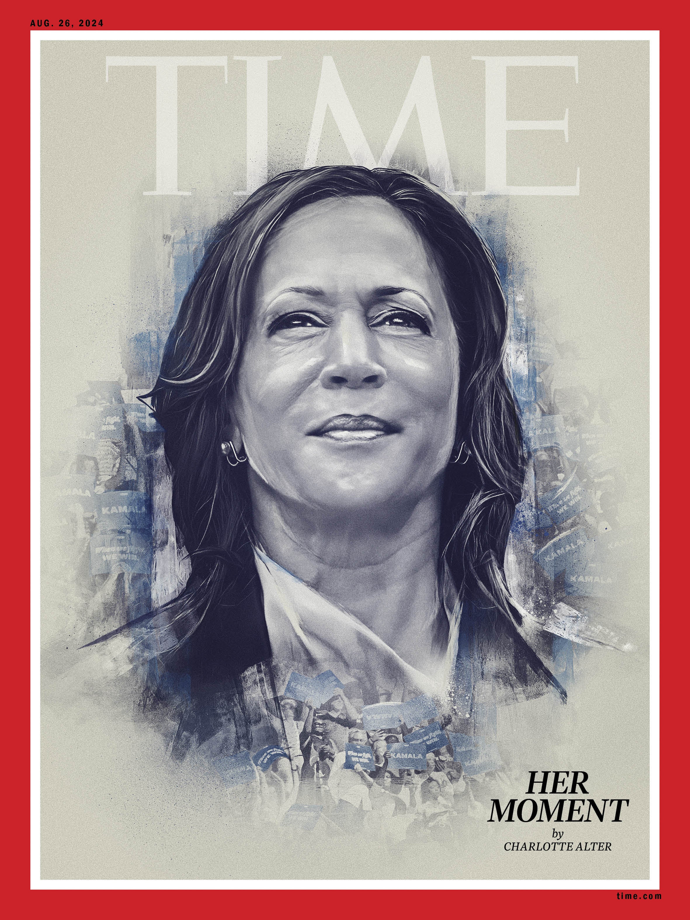 Copertina della rivista Time con la candidata presidenziale americana Kamala Harris