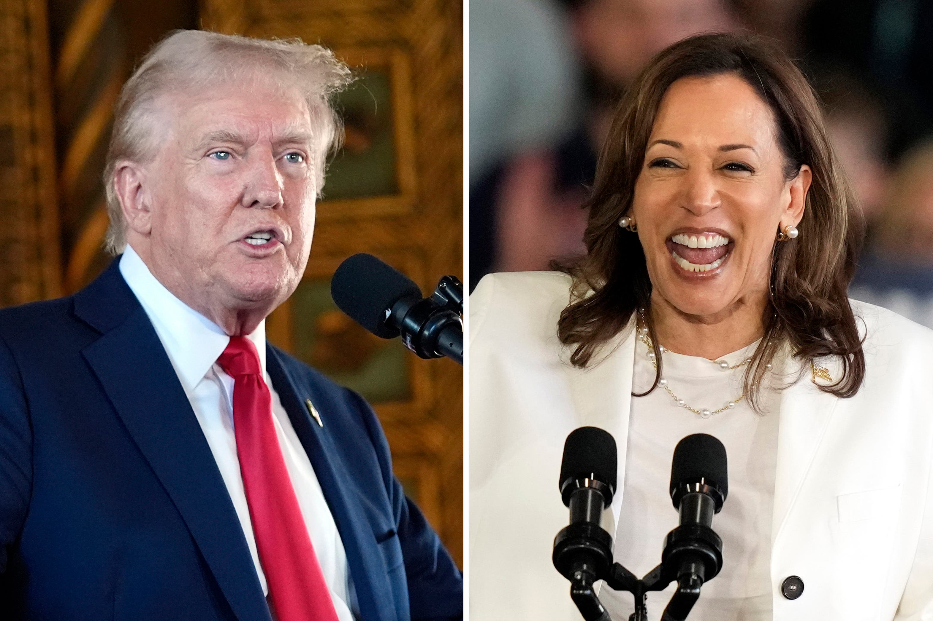 Republican presidential nominee Donald Trump (left) and presumptive Democratic nominee Kamala Harris (right)