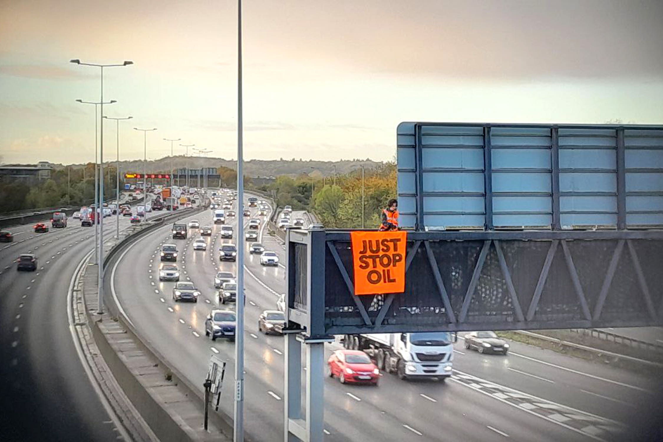 Protesters climbed onto gantries over the M25 for four successive days in November 2022, bringing traffic to a standstill