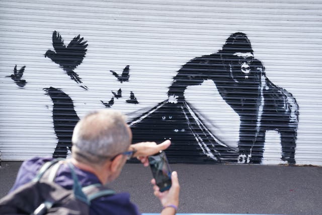 <p>The new artwork unveiled by Banksy at London Zoo. (Stefan Rousseau/PA)</p>