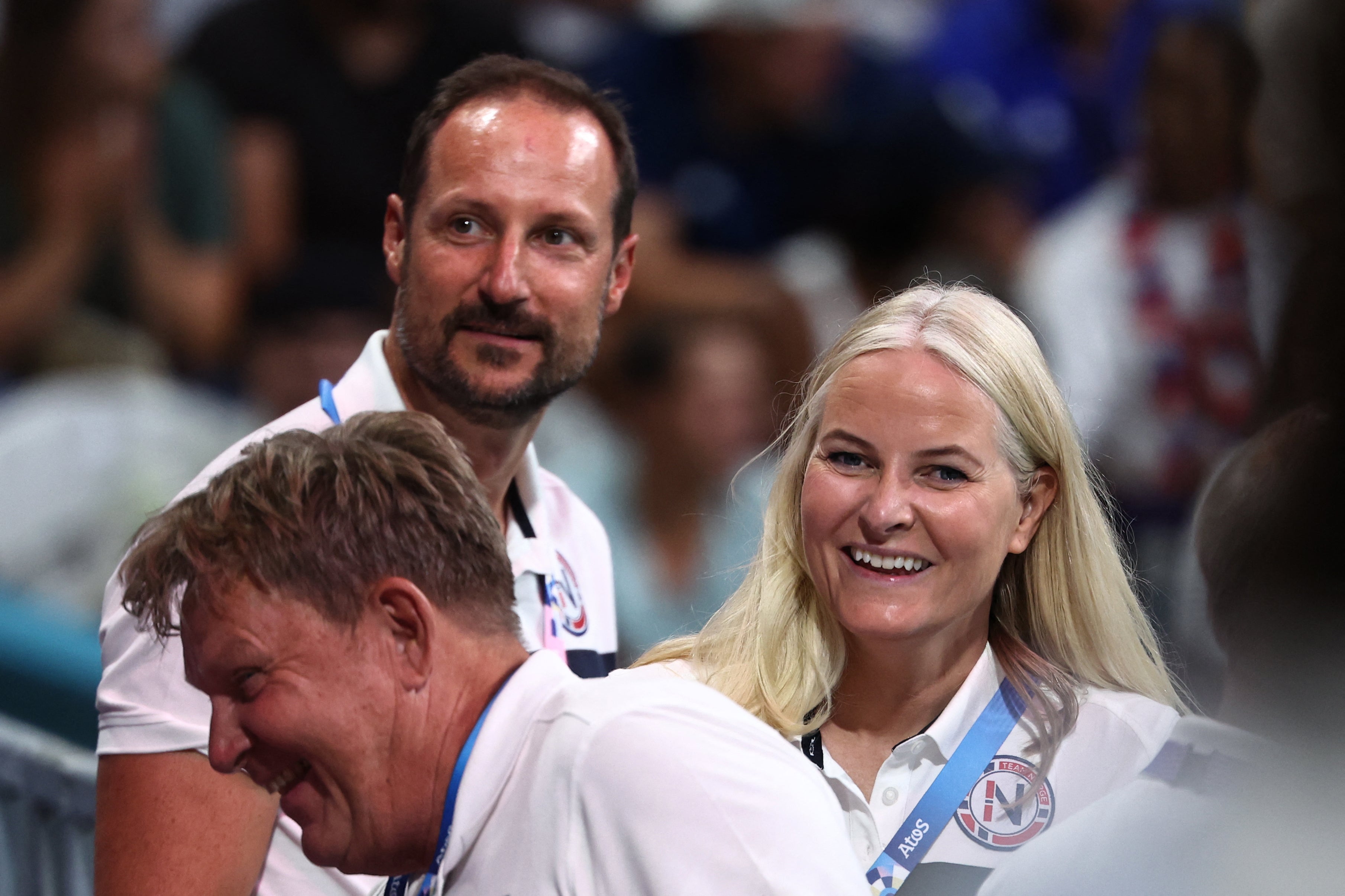 Crown Princess Mette-Marit of Norway (R) later joined her husband Crown Prince Haakon in Paris