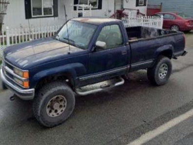 Investigators are asking the public for help in locating a 1994 blue Chevrolet pickup truck with license plate C67636L