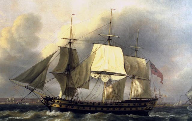 <p>Thomas Luny’s painting the Earl of Abergavenny, which sunk in one of Britain’s worst ever maritime disasters</p>