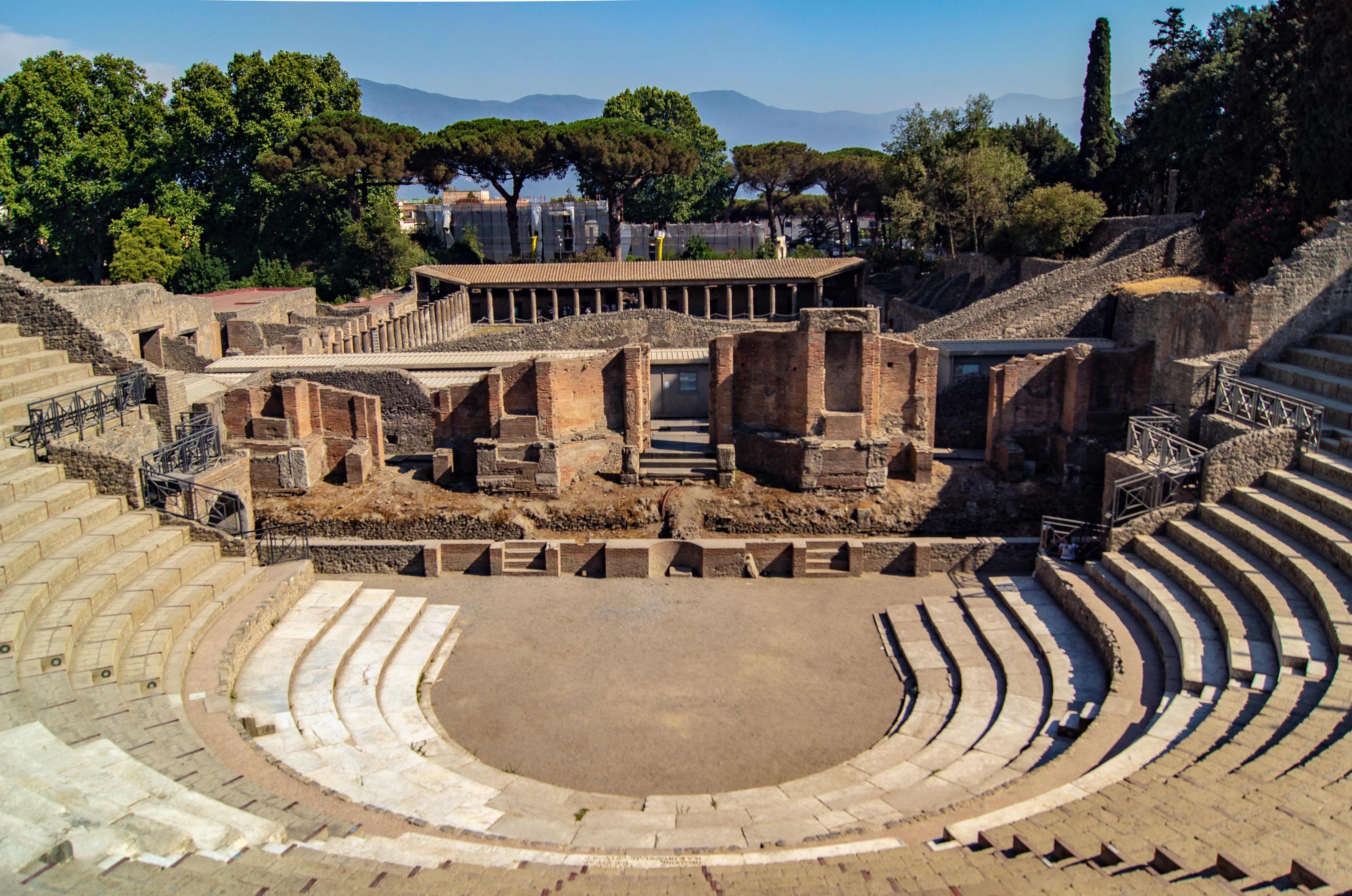 The Teatro Grande or “Great Theatre” of Pompeii was built around the middle of the 2nd century BC