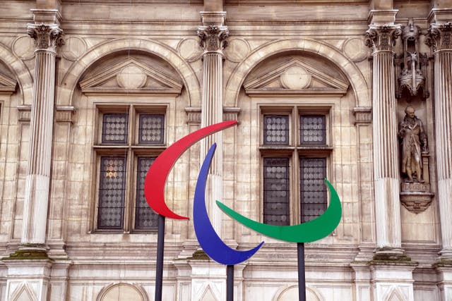 The Paralympic symbol outside the Hotel de Ville in Paris (Adam Davy/PA)