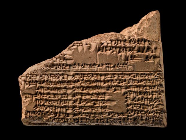 <p>Babylonian clay cuneiform tablet with a lunar eclipse table for 731-317 BC</p>