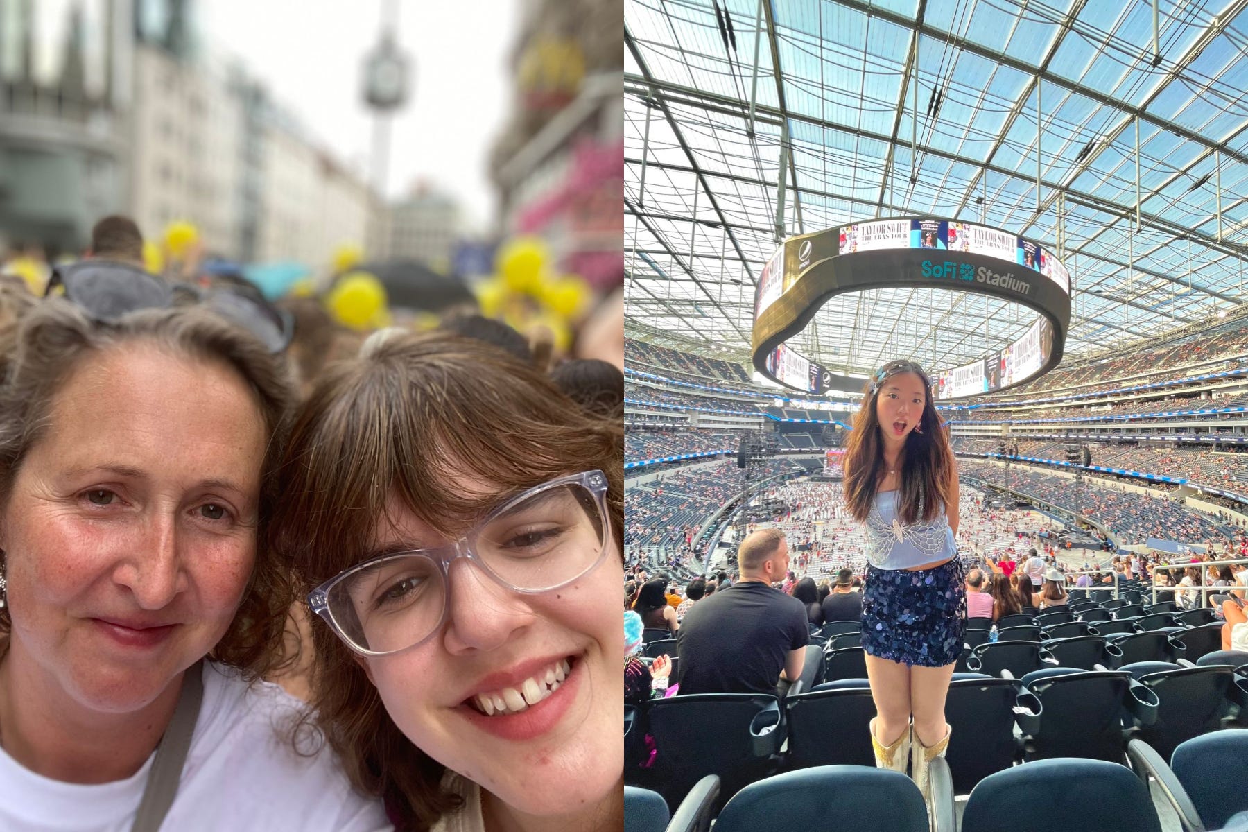 Taylor Swift fans Catherine and Carla Santamaria (left) and Nicole (right) have spoken about the ‘generosity’ of the Swiftie community (Catherine Santamaria/Nicole/PA)